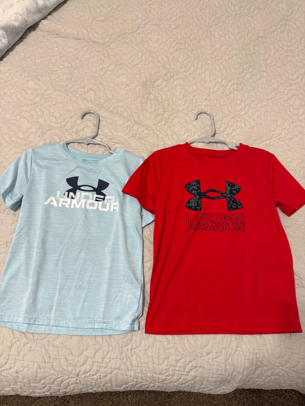 Under Armour Kids Short Sleeve Tees - Red & Light Blue Duo